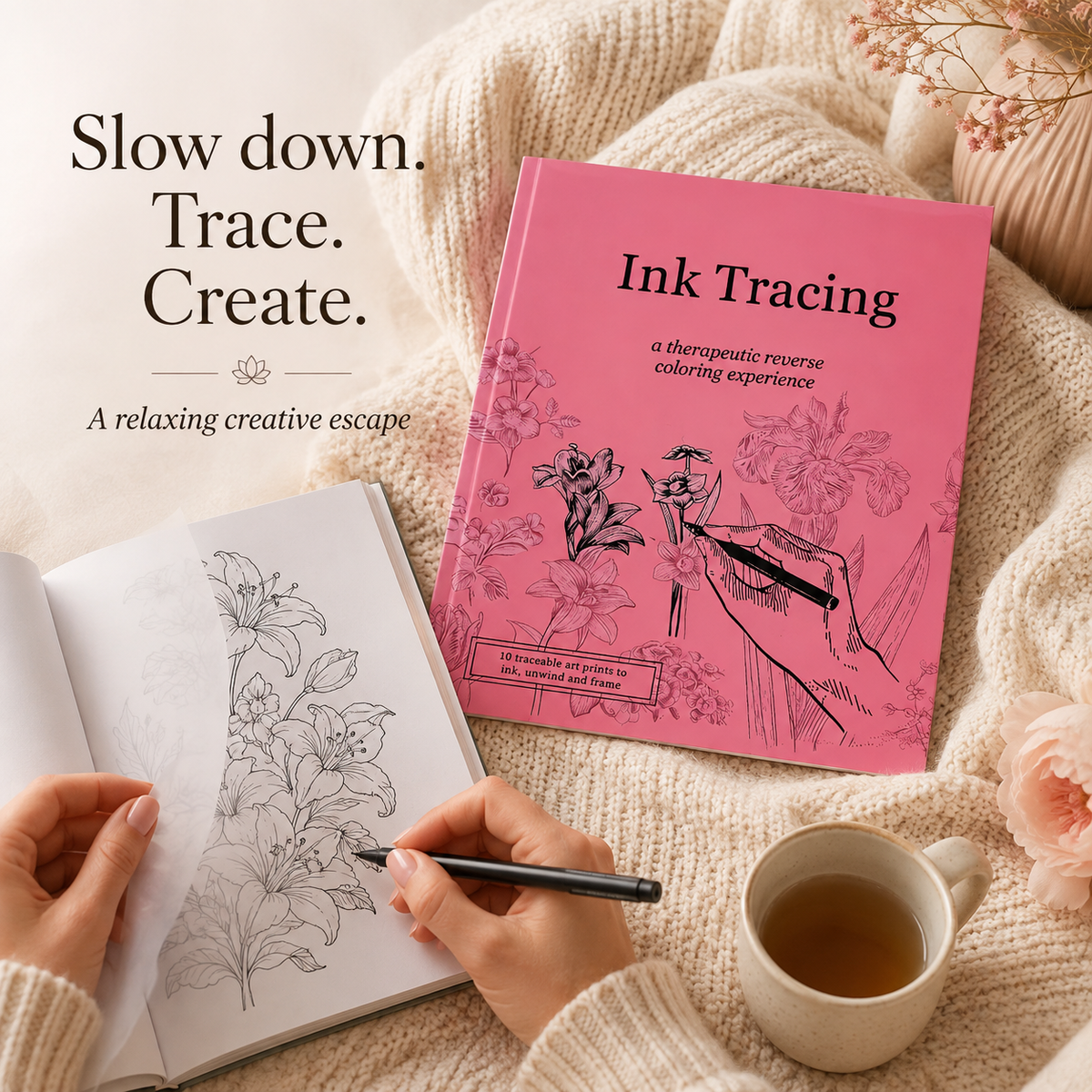 Beginner-FriendlyđInk Tracing: A Therapeutic Reverse Coloring Experienceđ(Deluxe Edition)