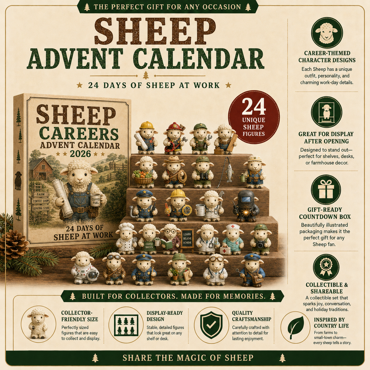 🐑 Sheep Careers Advent Calendar 2026 – 24 Days of Farmyard Charm 🎁🤍