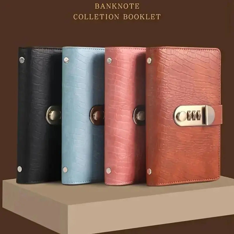 100-Transparent-Pocket Currency Collectors Album, Top-Grade PU Leather