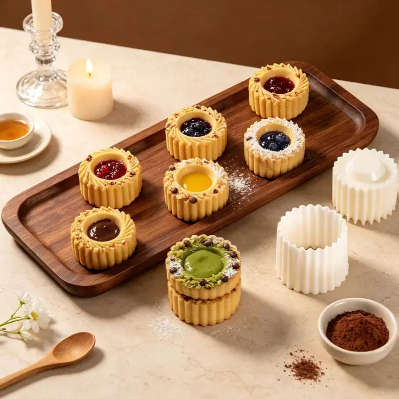 Sunflower-Patterned Round Hand-Press Mooncake Mold, French-Style Lace Pastry Mold