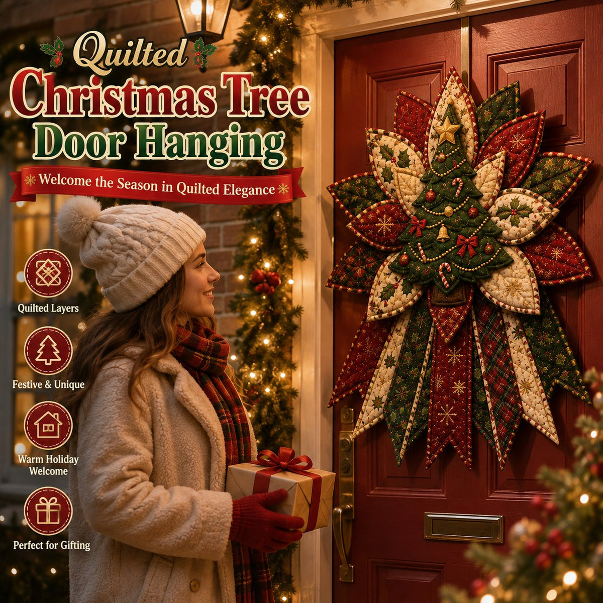 🎄DIY Beginner-Friendly Oversized Christmas Character Quilted Door Hanger Sewing Kit | Complete Kit with All Tools & Step-by-Step Guide Included 💕