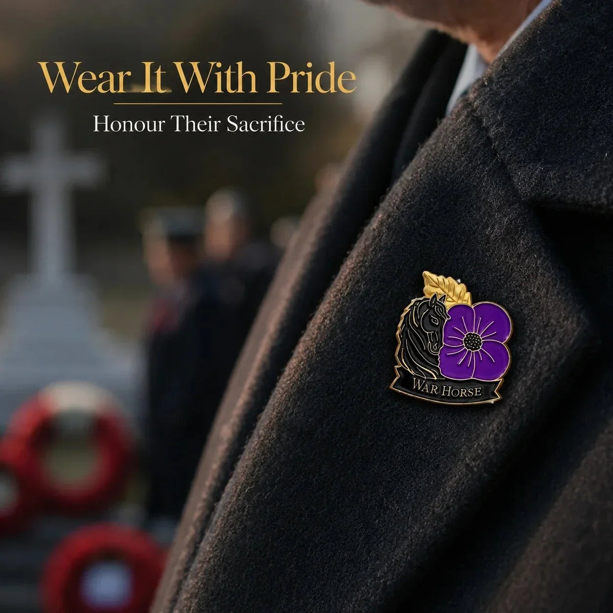 Limited Edition WarHorse Purple Poppy 1llthAnniversaryRemembrance Brooch