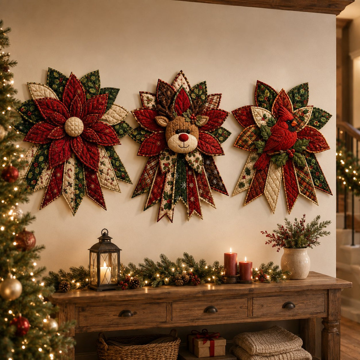 🎄DIY Beginner-Friendly Oversized Christmas Character Quilted Door Hanger Sewing Kit | Complete Kit with All Tools & Step-by-Step Guide Included 💕