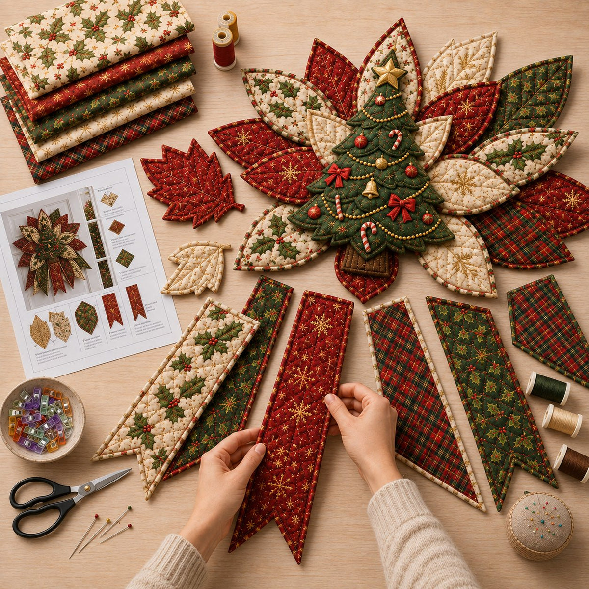 🎄DIY Beginner-Friendly Oversized Christmas Character Quilted Door Hanger Sewing Kit | Complete Kit with All Tools & Step-by-Step Guide Included 💕