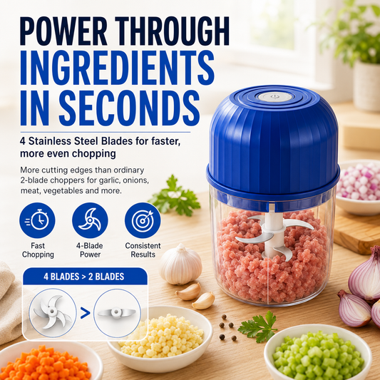 🔥Last Day 50% OFF — Cordless Multifunctional Mini Chopper with 4 Sharp Blades