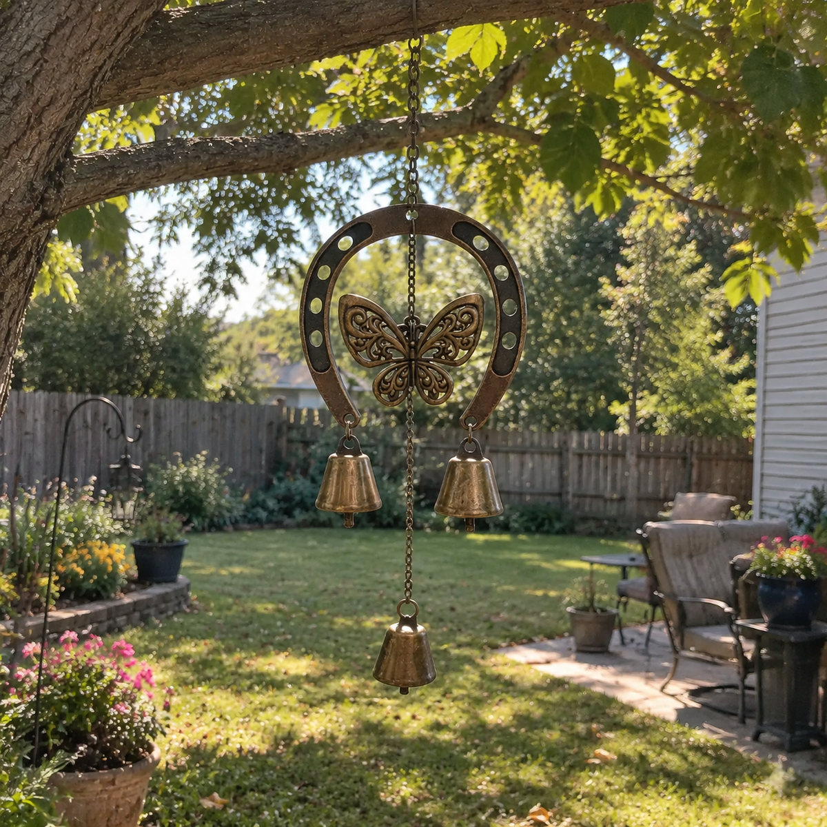 🎄 Handmade Horseshoe Butterfly Wind Chime🦋🐎 - 𝗣𝗿𝗼𝘂𝗱𝗹𝘆 𝗛𝗮𝗻𝗱𝗺𝗮𝗱𝗲 𝗶𝗻 𝘁𝗵𝗲 𝗨𝗦𝗔