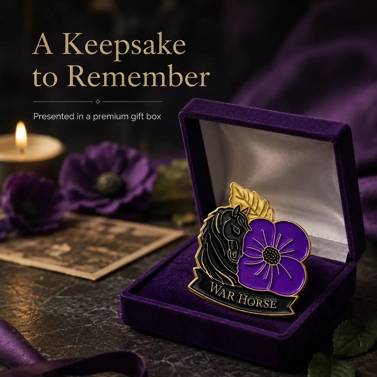 Limited Edition WarHorse Purple Poppy 1llthAnniversaryRemembrance Brooch